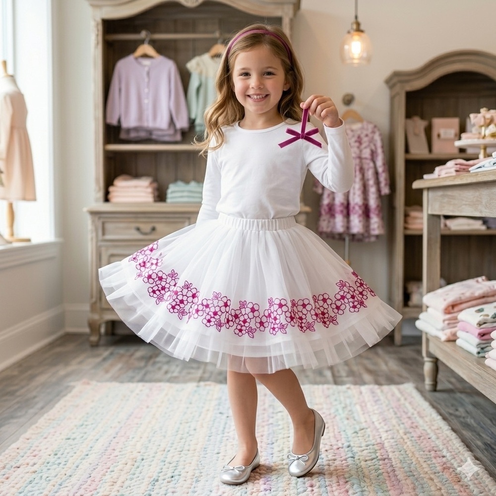 Jona Michelle White & Pink Girls' Tulle Skirt Set
